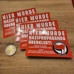 Hier wurde Nazipropaganda überklebt Aufkleber Buttonwerkstatt