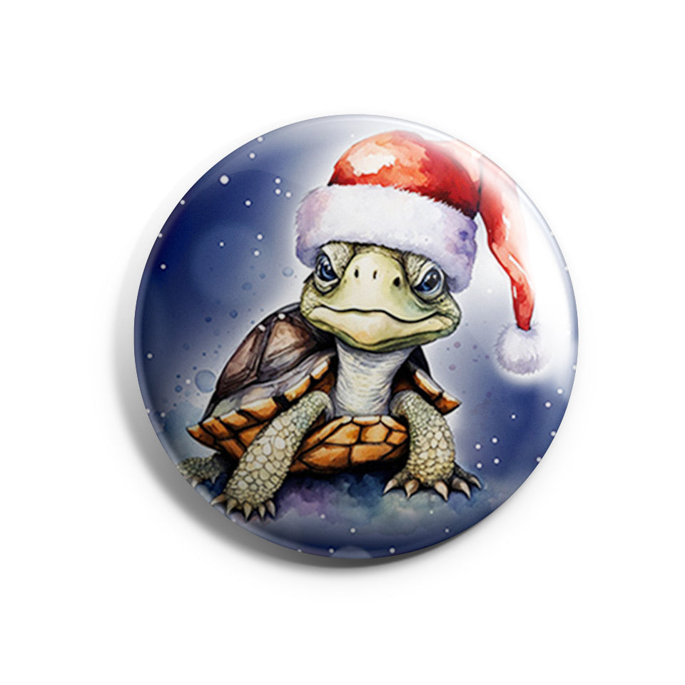 Schildkröte Weihnachten Button Buttonwerkstatt