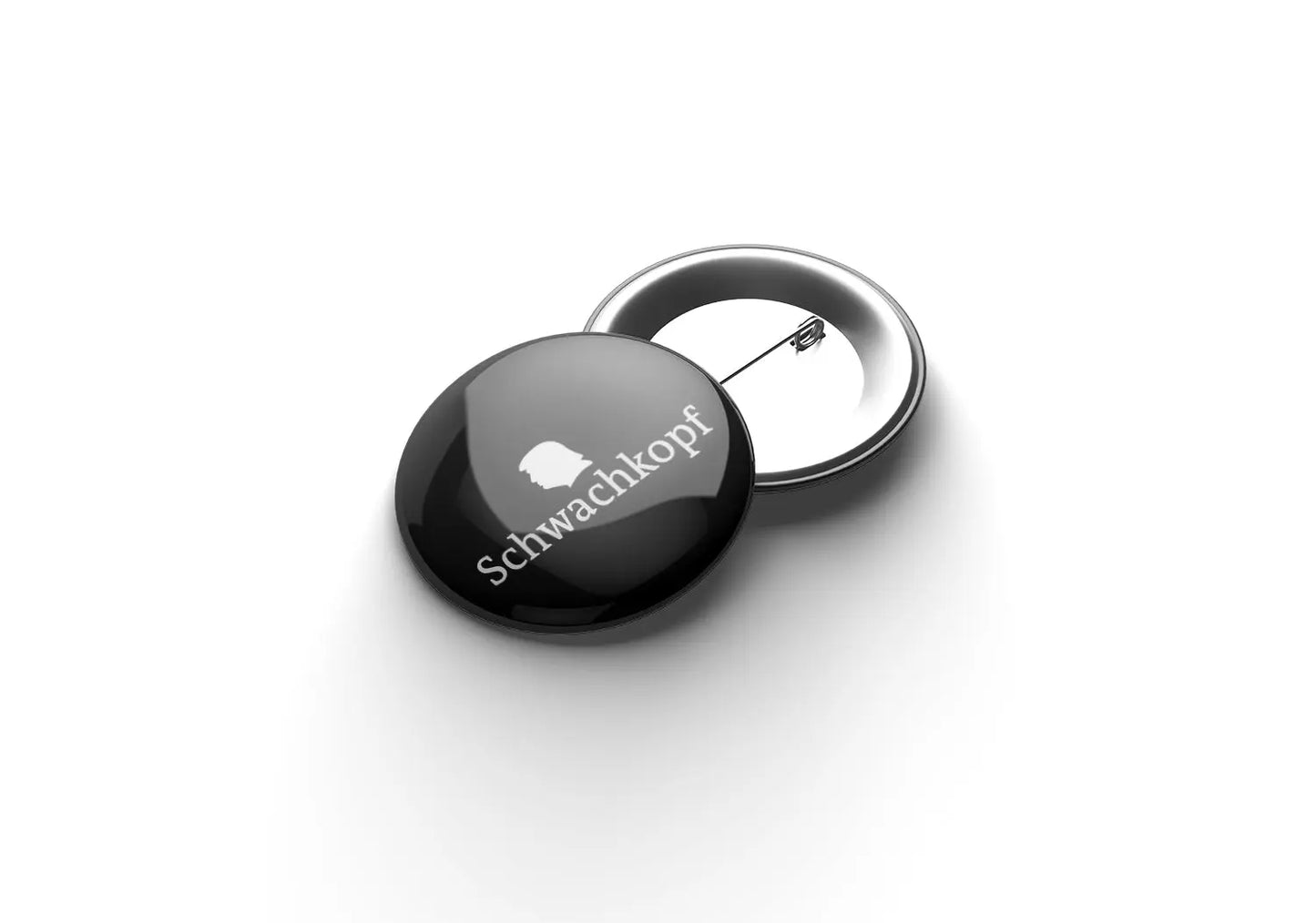 Schwachkopf männlich (schwarz) Buttonwerkstatt