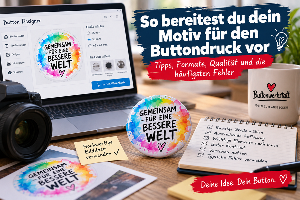 So bereitest du dein Motiv für den Buttondruck richtig vor
