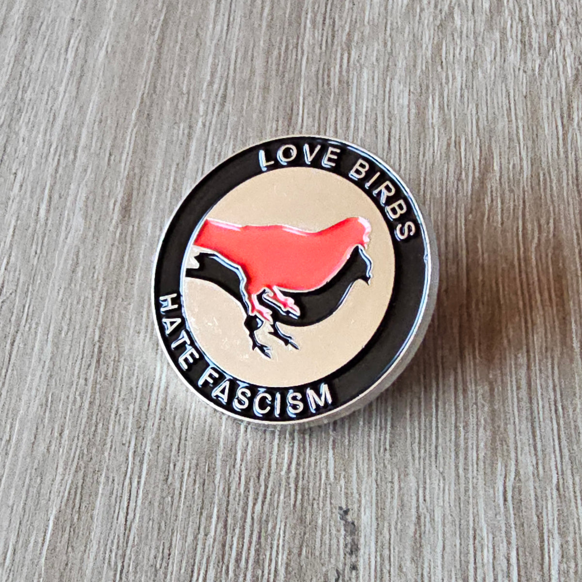 Love Birbs Hate Fascism Pin