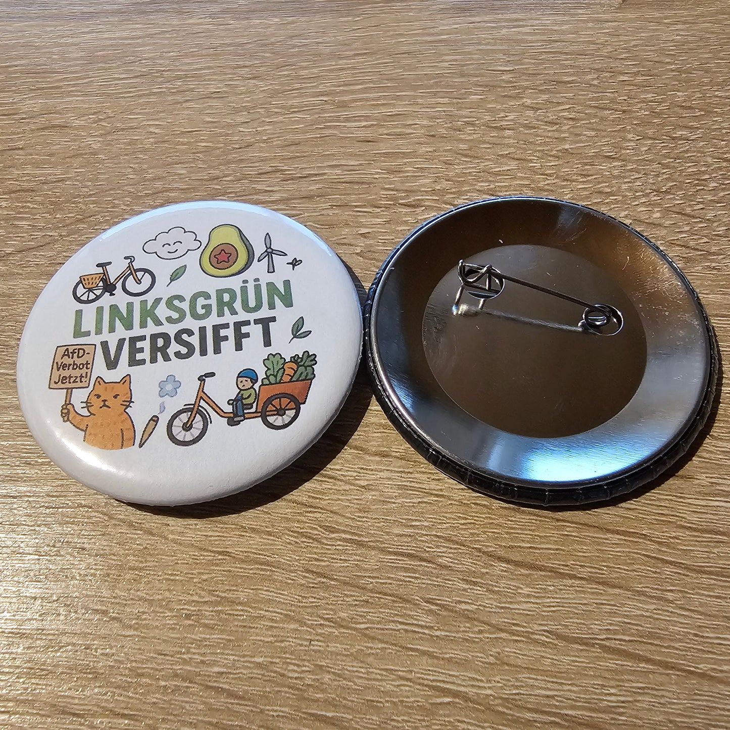 Linksgrün versifft 3 Button Buttonwerkstatt