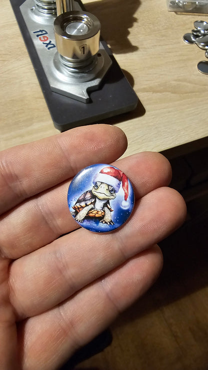 Schildkröte Weihnachten Button Buttonwerkstatt