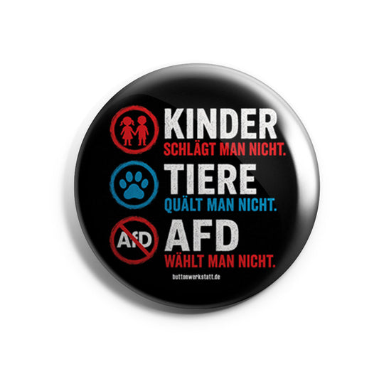 Kinder, Tiere, AfD Button Buttonwerkstatt