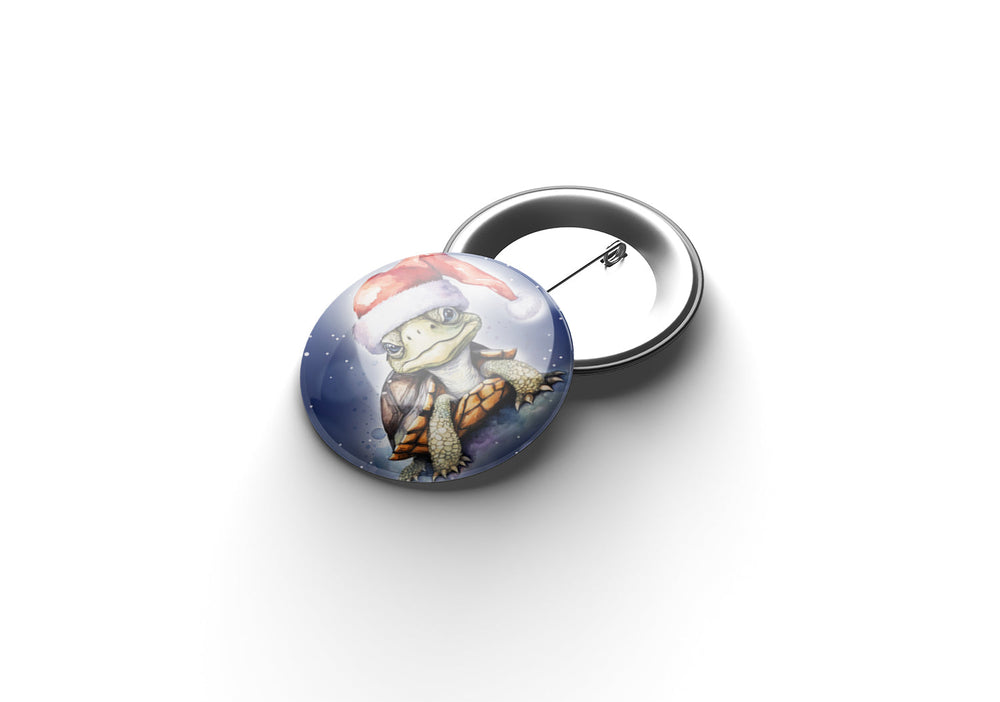 Schildkröte Weihnachten Button Buttonwerkstatt