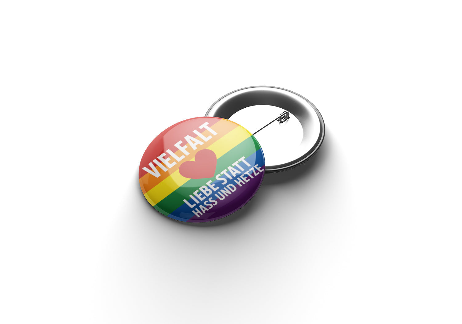 Vielfalt, Liebe statt Hass und Hetze Button Buttonwerkstatt