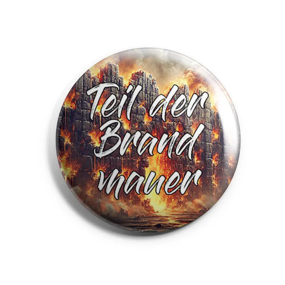 Teil der Brandmauer Buttonwerkstatt