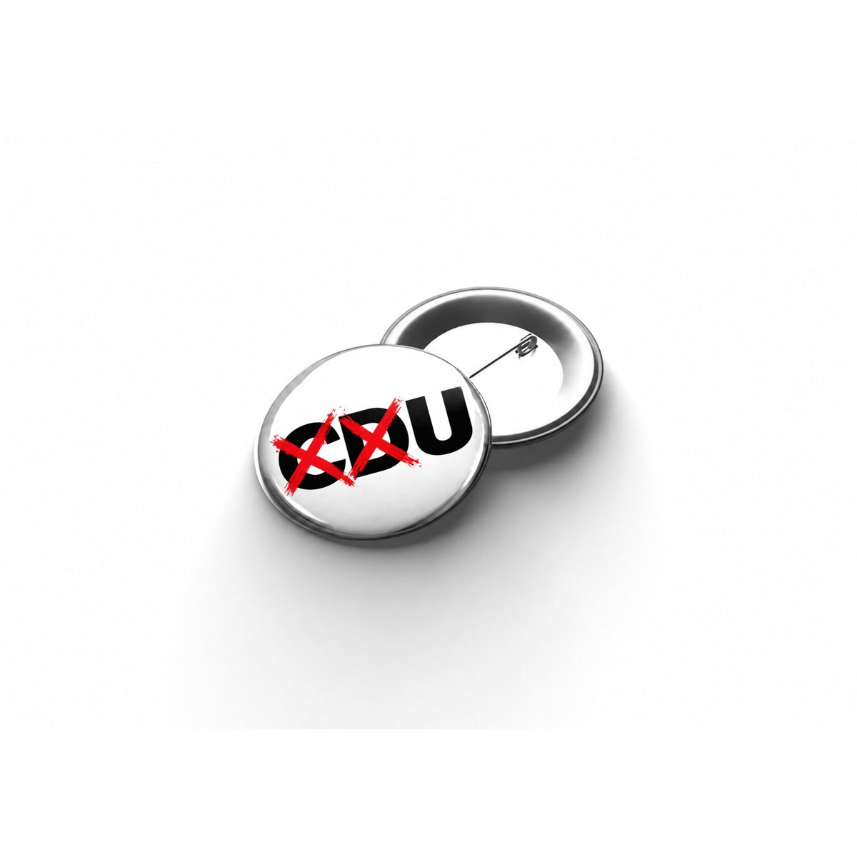 Durchgestrichenes CDU Button Buttonwerkstatt