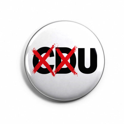 Durchgestrichenes CDU Button Buttonwerkstatt