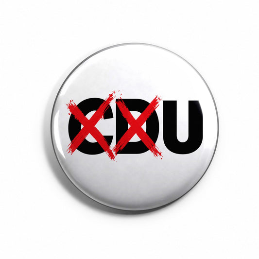 Durchgestrichenes CDU Button Buttonwerkstatt
