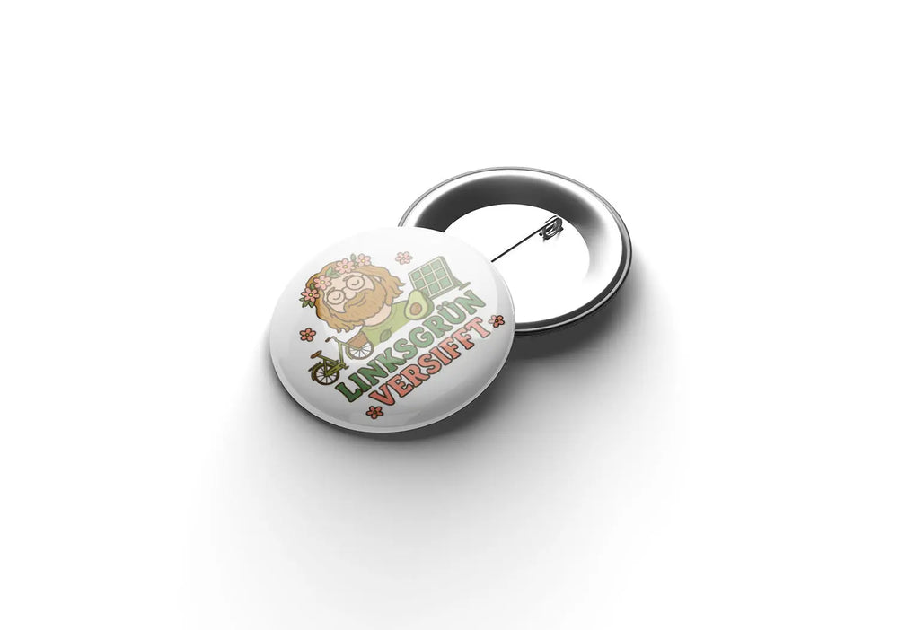 Linksgrün versifft Button Buttonwerkstatt