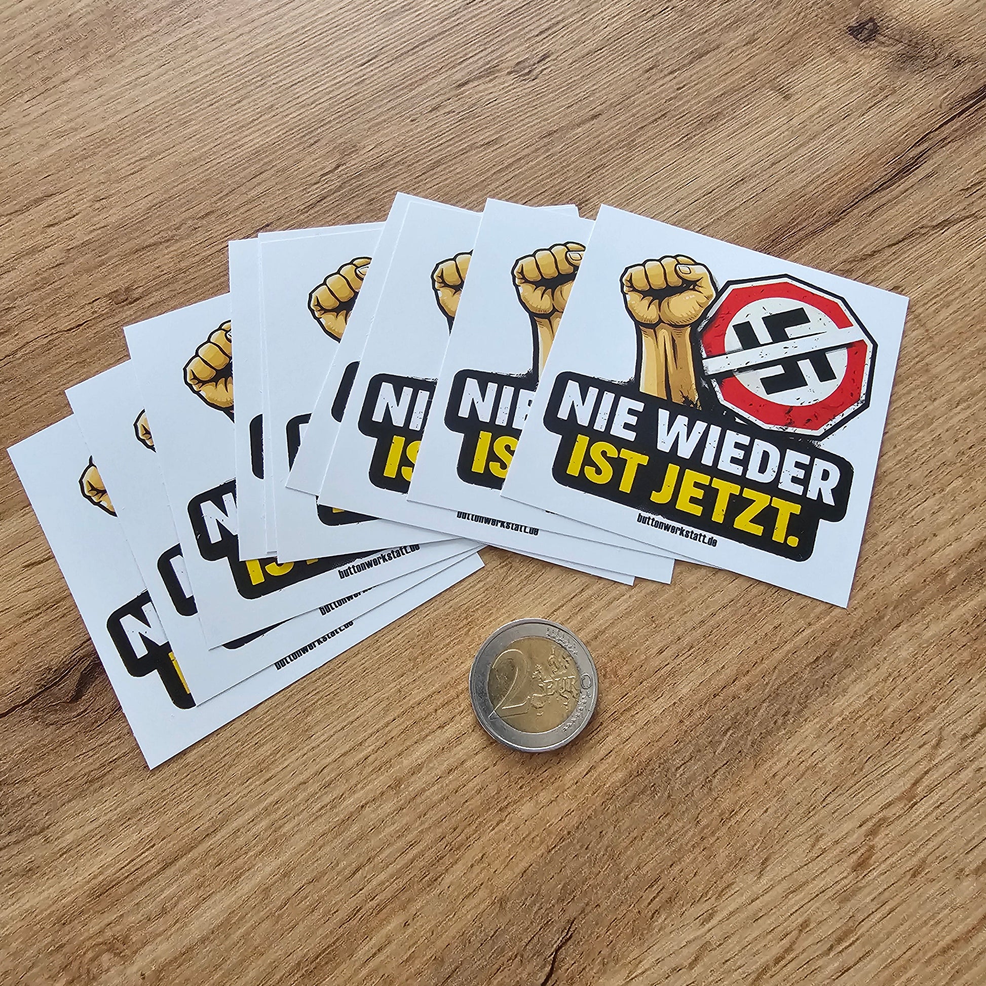 Nie wieder ist jetzt Aufkleber Buttonwerkstatt