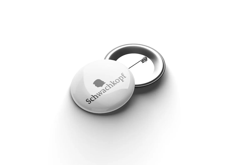 Schwachkopf männlich (weiß) Buttonwerkstatt